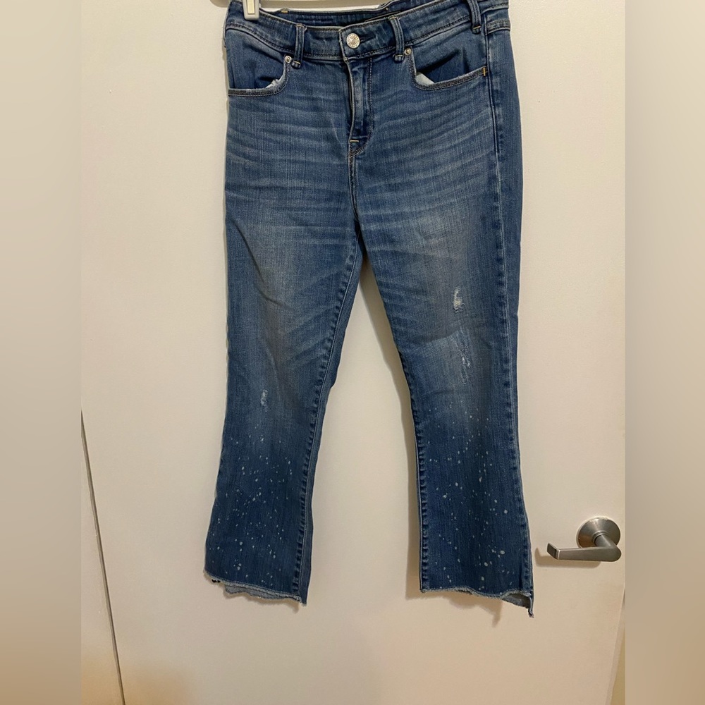 Wide leg distressed jeans